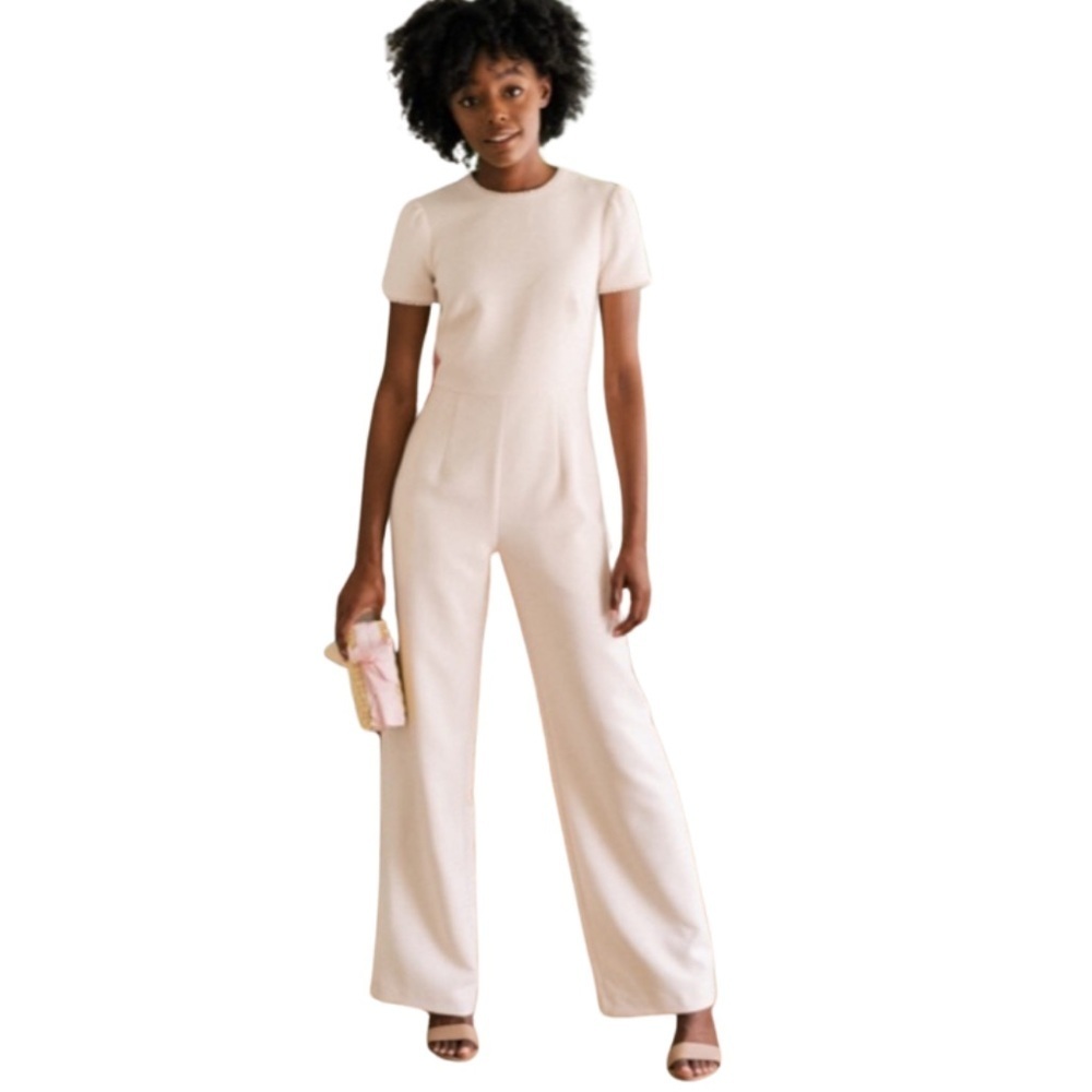 Gal Meets Glam Nadia Jumpsuit Bridal Minimalist Vanilla Aesthetic Pearl Size 0P